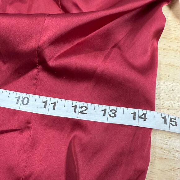 Mac Duggal NWT One Shoulder Tie Puff Sleeve Satin Trumpet Gown Deep Red Size 8 - Picture 7 of 9